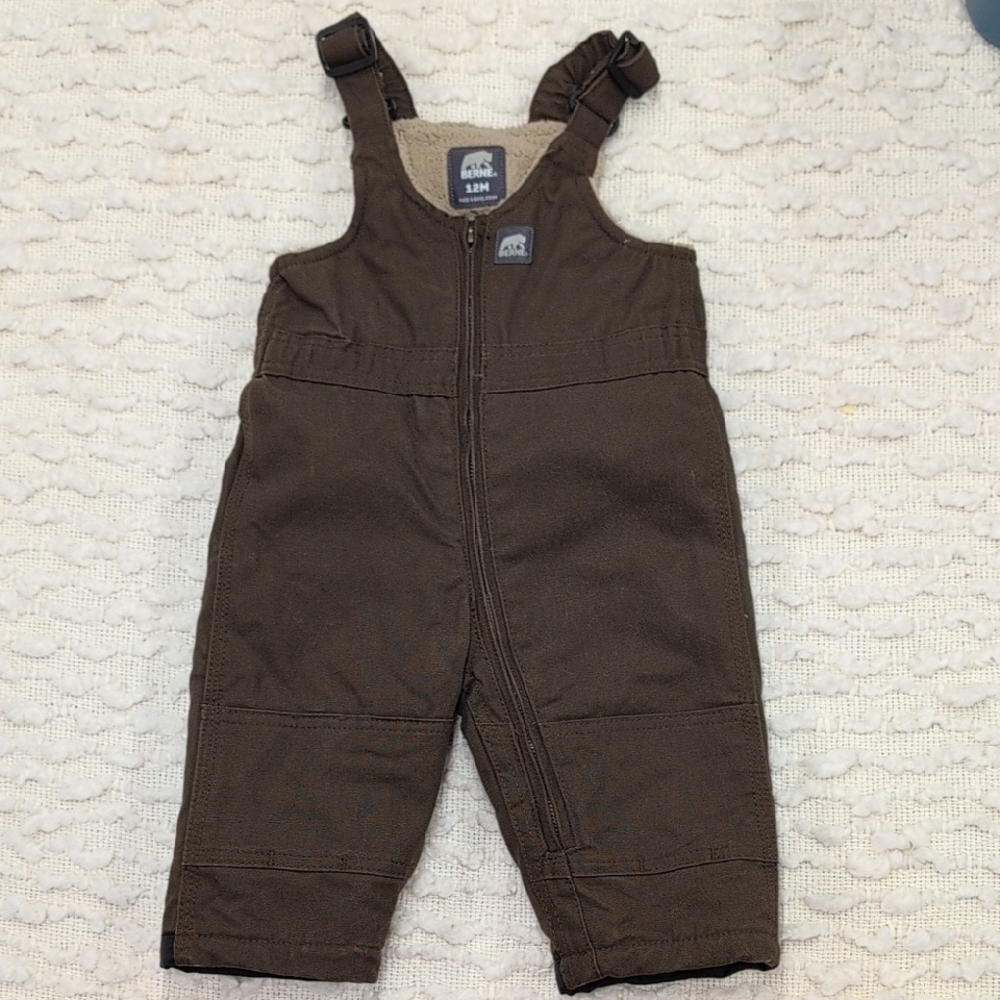 Berne Unisex Toddler Baby 12 Months Full Zip Insulated Canvas Farm Barn Bibs